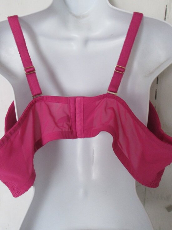 Torrid Curve Bra 46D Pink Push Up Plunge Underwire Plus Size Strappy - Picture 2 of 7